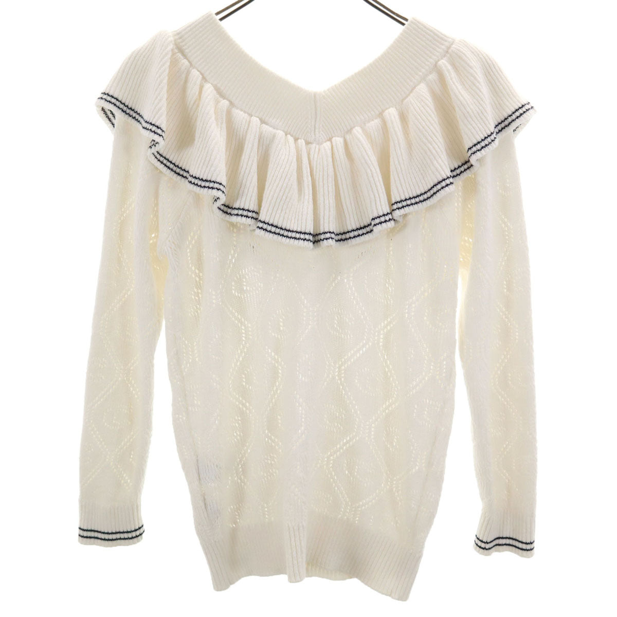 COACH コーチ 長袖 Vネック ニット S オフホワイト レディース