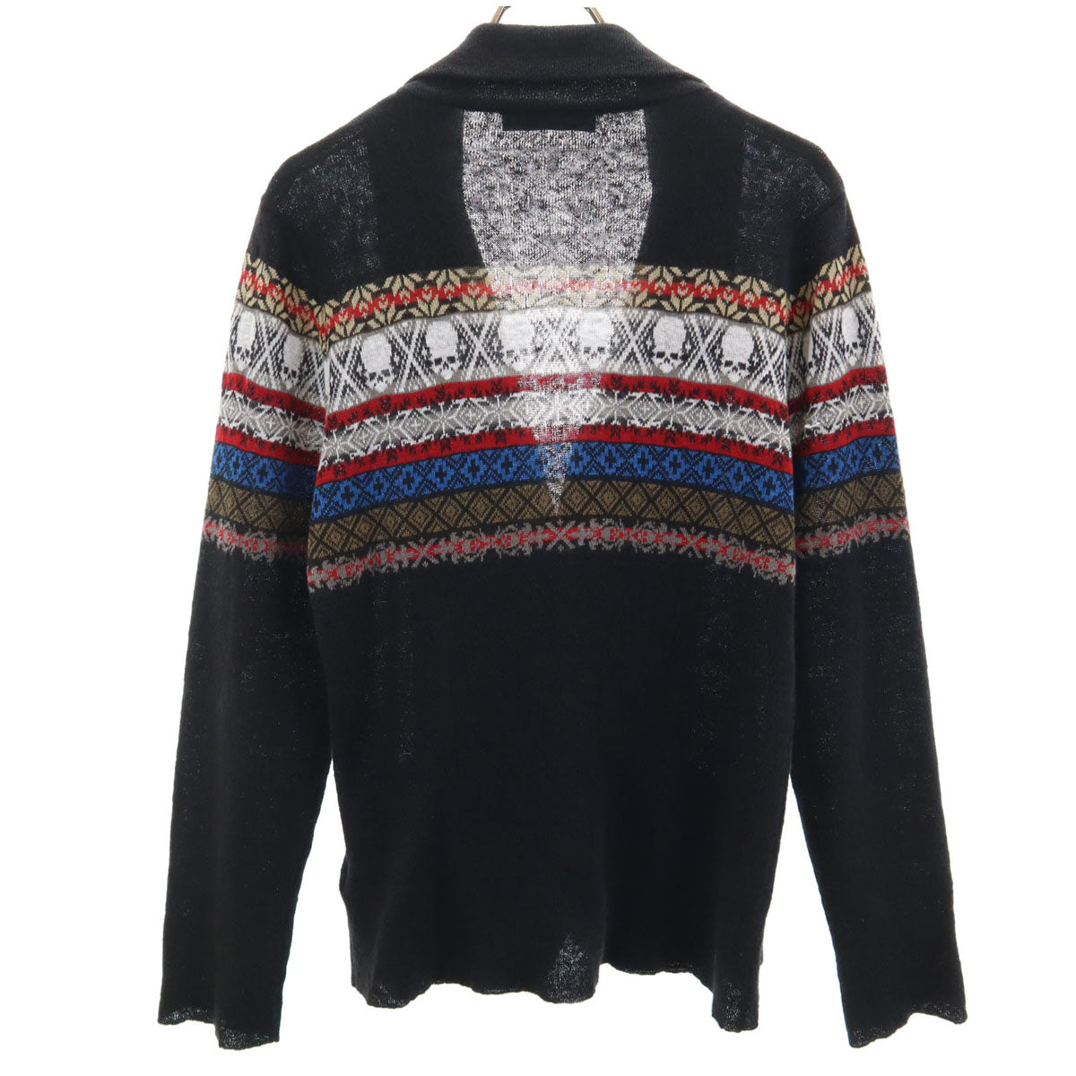 GEMMA.H UOMO ジャンマアッカウォモ イタリア製 リネン スカル 長袖 ニットカーディガン S ブラック メンズ