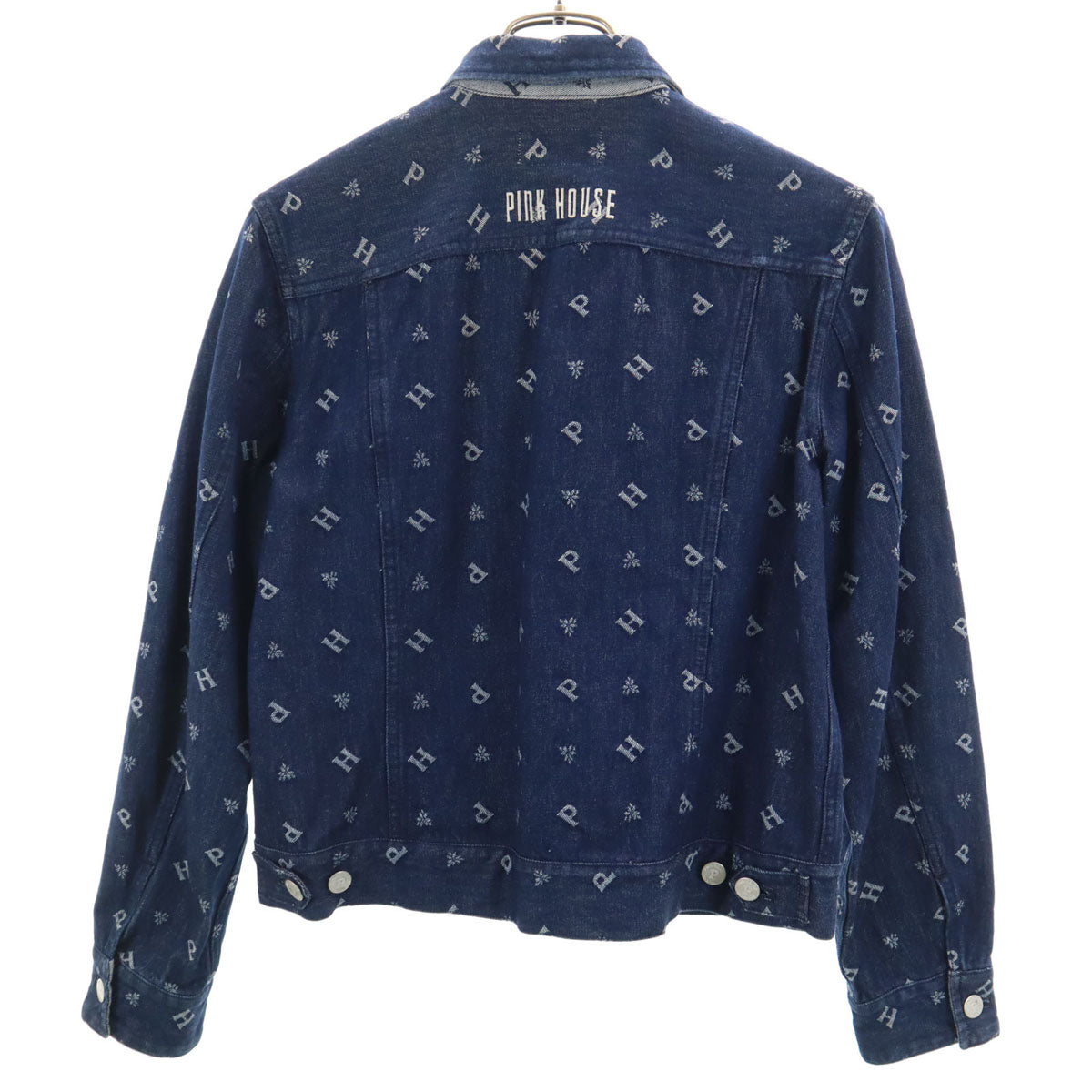 PINK HOUSE ピンクハウス 総柄 デニムジャケット M インディゴ ジージャン トラッカー レディース