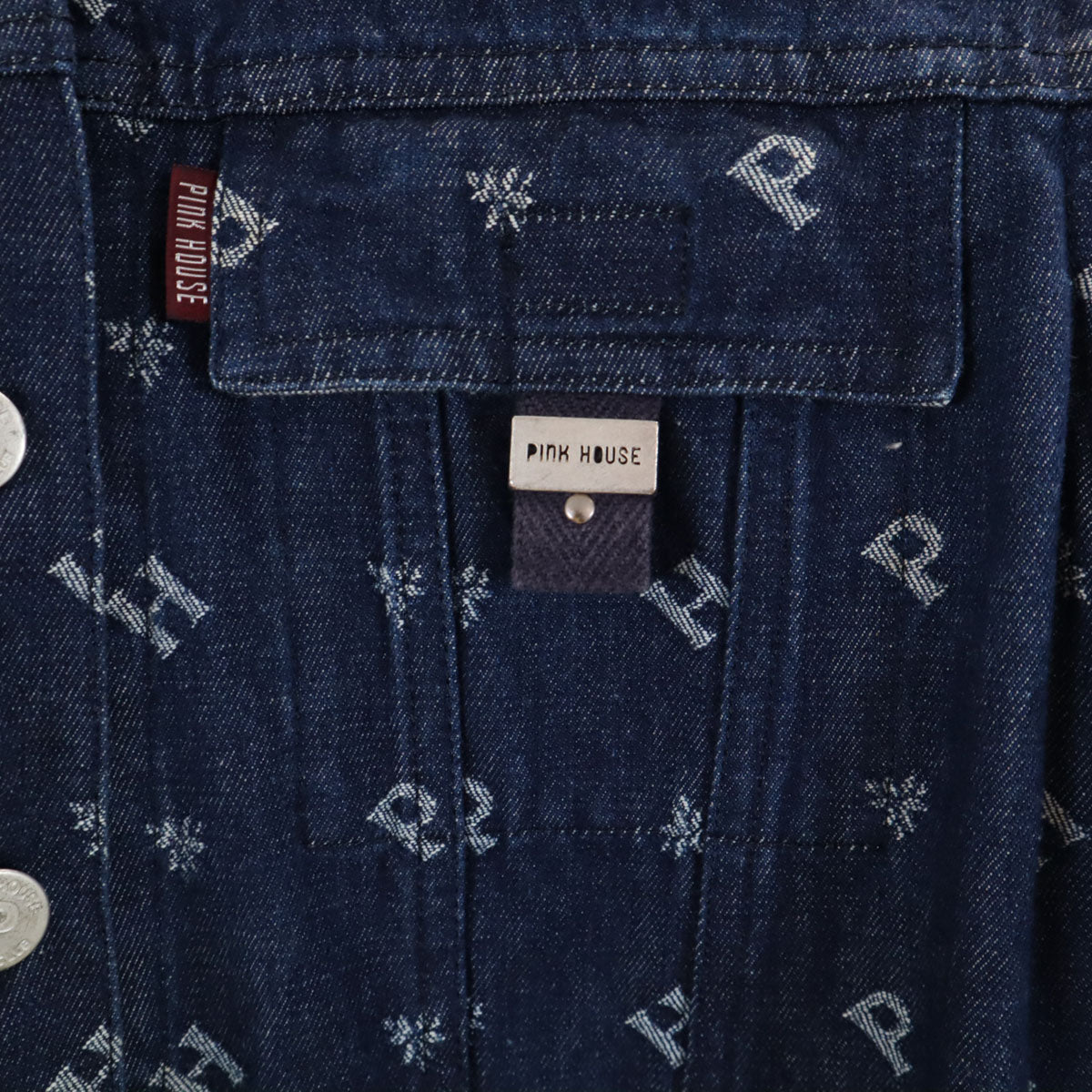 PINK HOUSE ピンクハウス 総柄 デニムジャケット M インディゴ ジージャン トラッカー レディース