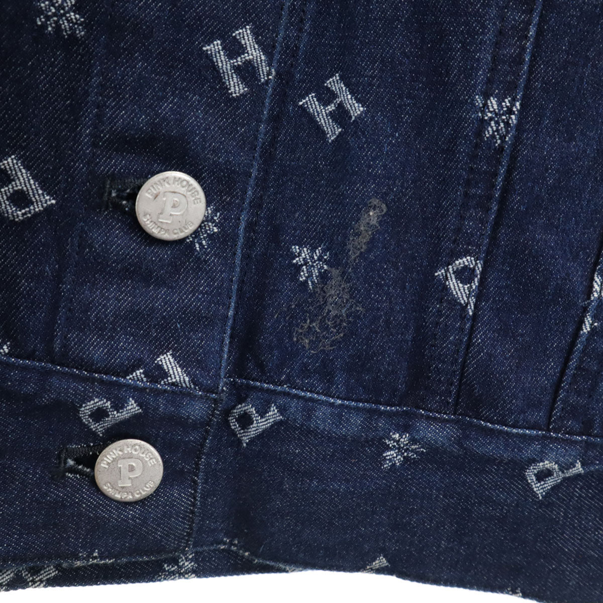 PINK HOUSE ピンクハウス 総柄 デニムジャケット M インディゴ ジージャン トラッカー レディース