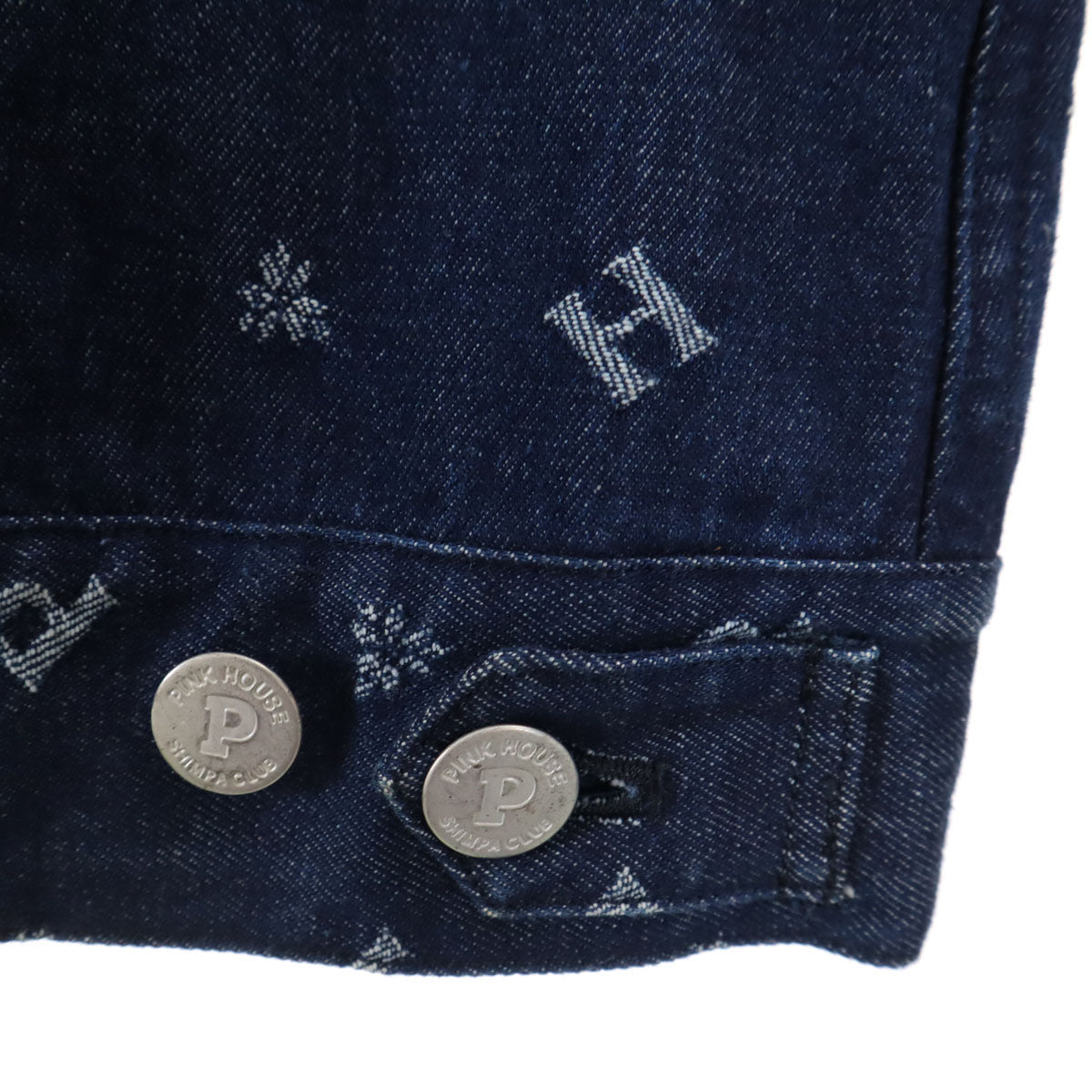 PINK HOUSE ピンクハウス 総柄 デニムジャケット M インディゴ ジージャン トラッカー レディース