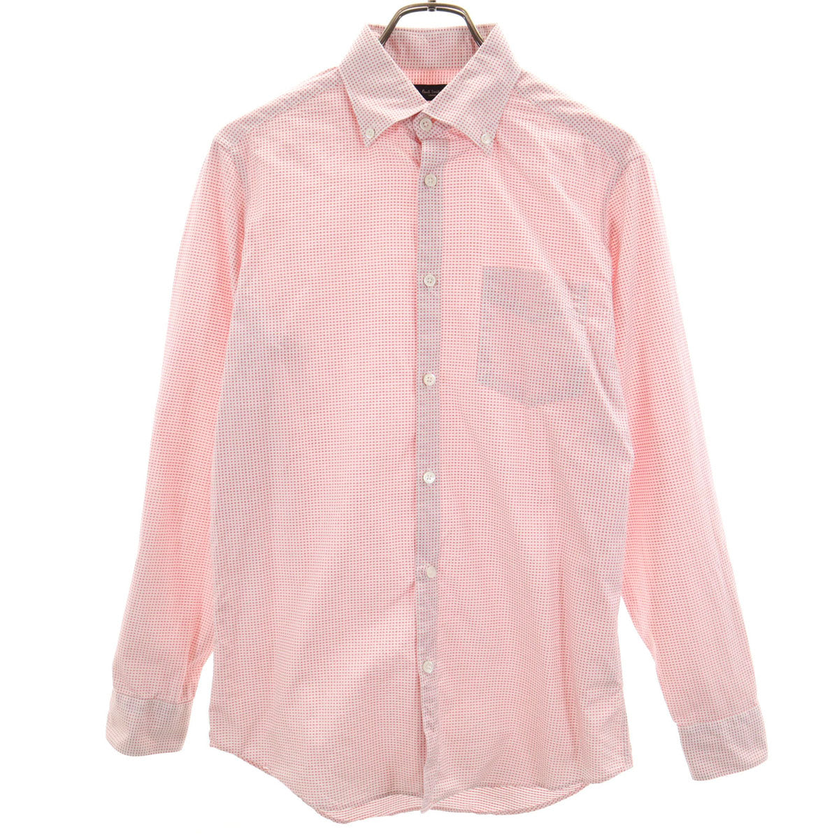 Paul Smith LONDON ポールスミスロンドン 日本製 総柄 長袖 ボタンダウンシャツ M ホワイト メンズ