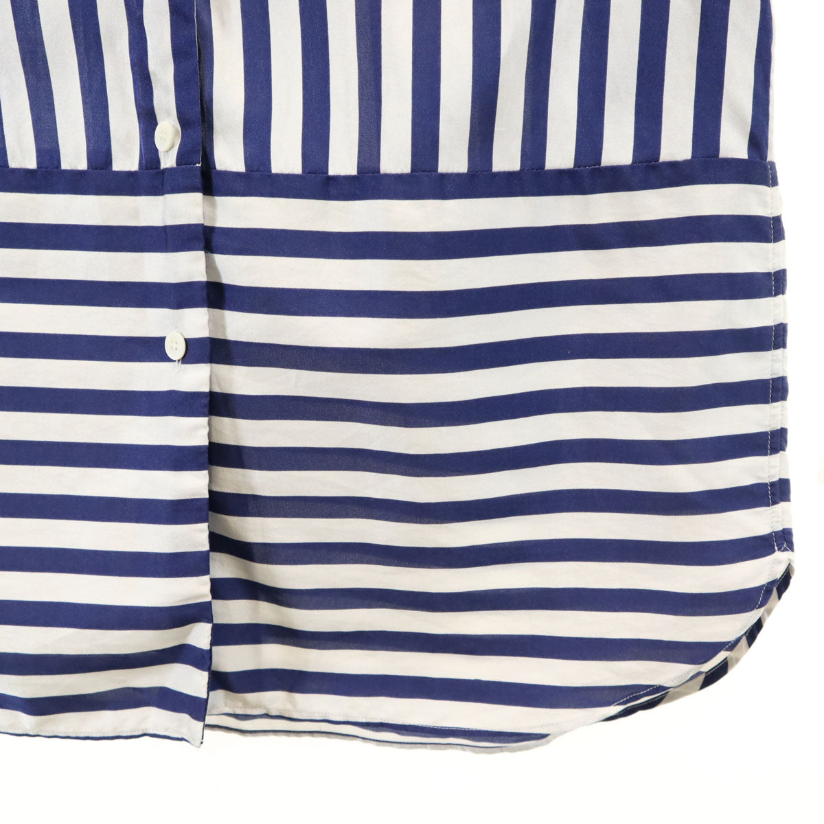 BURBERRY バーバリー イタリア製 シルクブレンド ストライプ柄 長袖 シャツ 38 ホワイト 他 ダブルカフス レディース