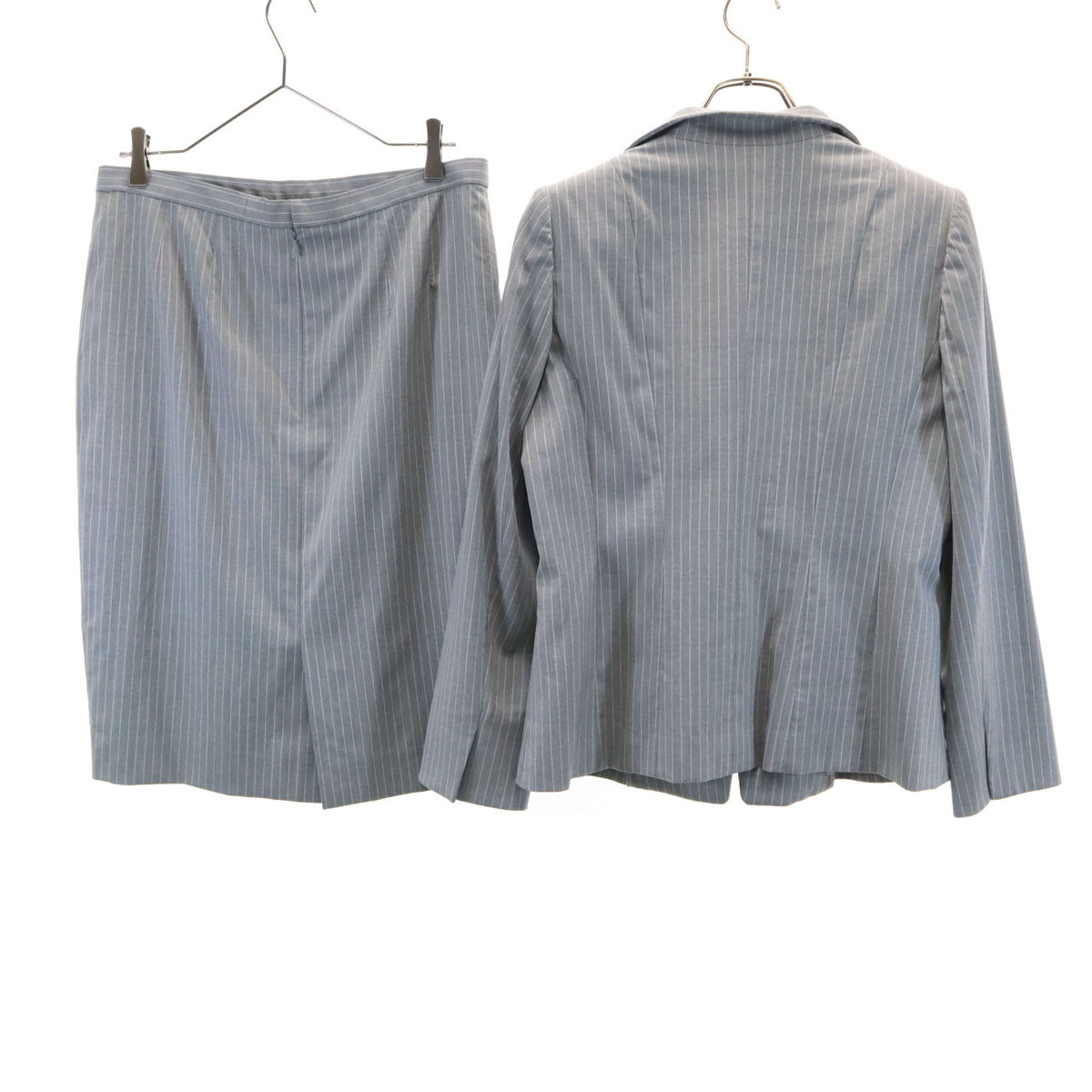 銀座マギー ストライプ柄 ロロピアーナ スカートスーツ 上下 セットアップ 42 グレー x Loro Piana レディース