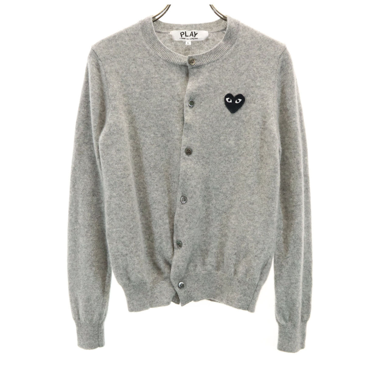 PLAY COMME des GARCONS プレイコムデギャルソン 2021年 日本製 長袖 ニットカーディガン L グレー レディース