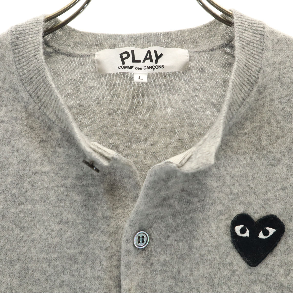 PLAY COMME des GARCONS プレイコムデギャルソン 2021年 日本製 長袖 ニットカーディガン L グレー レディース