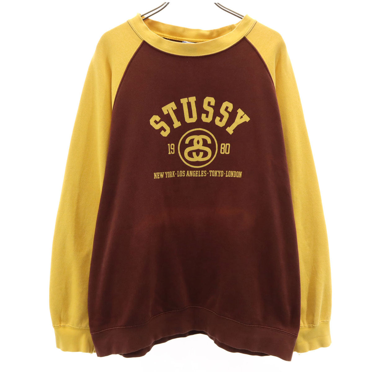 STUSSY ステューシー 90s 紺タグ オールド 長袖 スウェット トレーナー L ブラウン メンズ