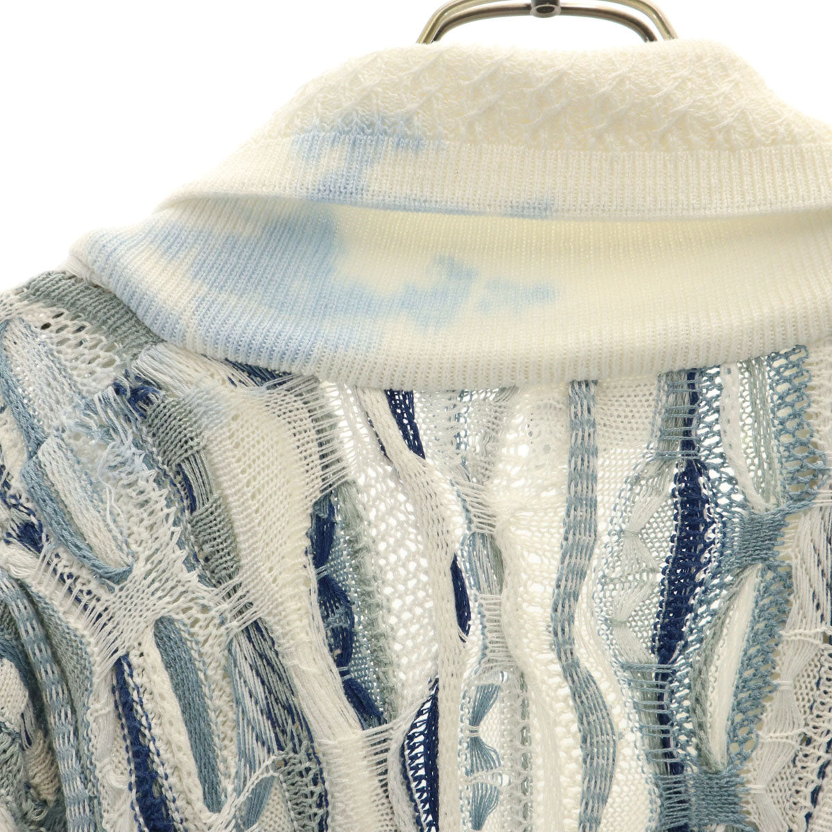 COOGI クージー 90s オーストラリア製 オールド 総柄 長袖 ショールカラー 3D ニットカーディガン SS ホワイト メンズ