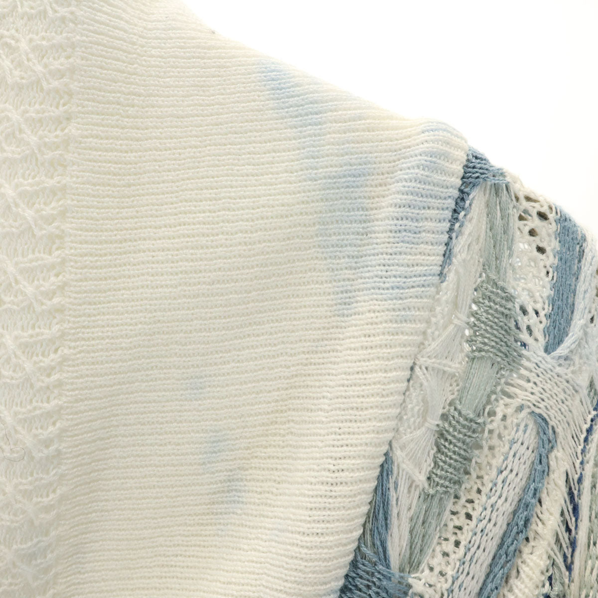 COOGI クージー 90s オーストラリア製 オールド 総柄 長袖 ショールカラー 3D ニットカーディガン SS ホワイト メンズ