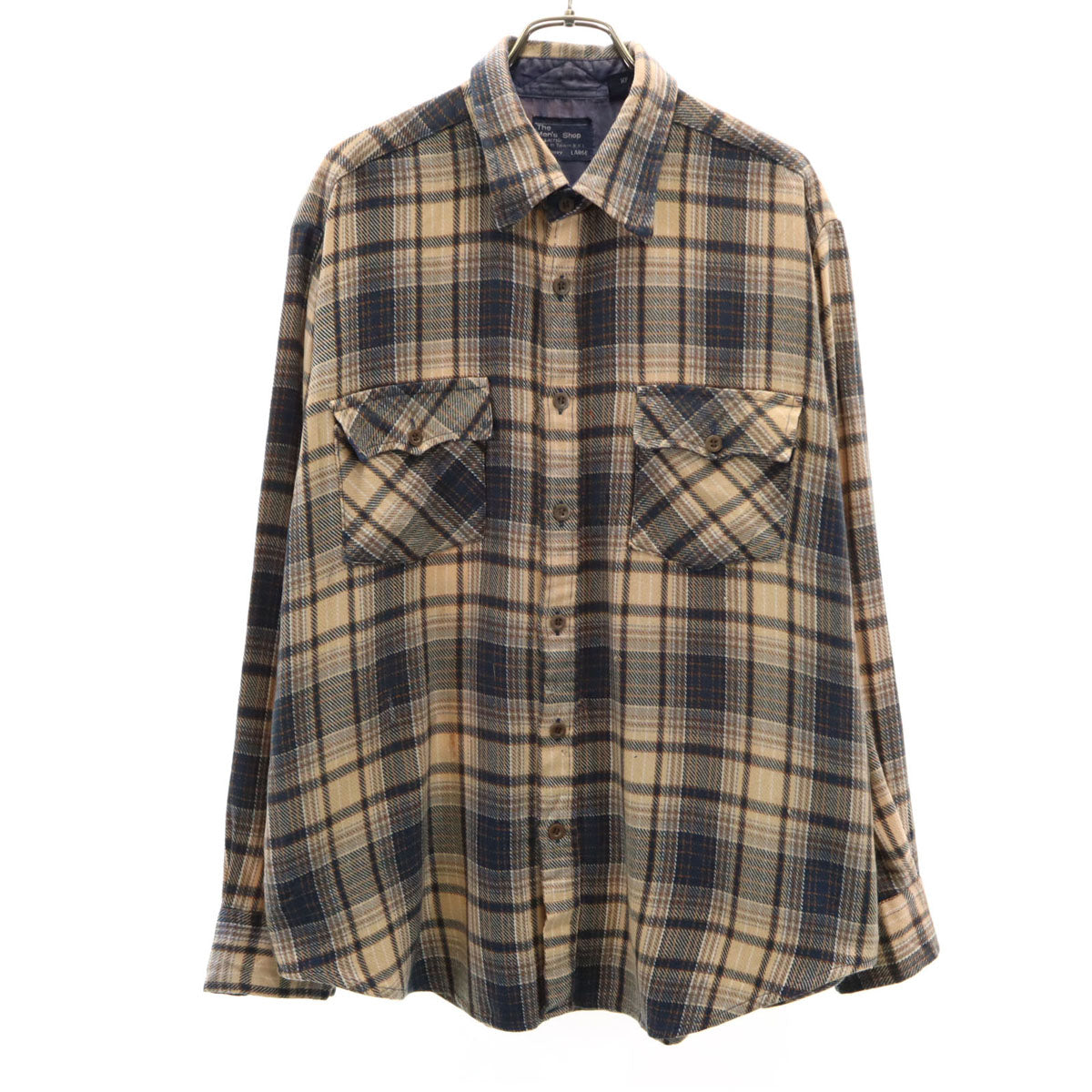 The Men's Shop ザ メンズショップ 80s ヴィンテージ チェック柄 長袖 シャツ L ベージュ JC Penney メンズ