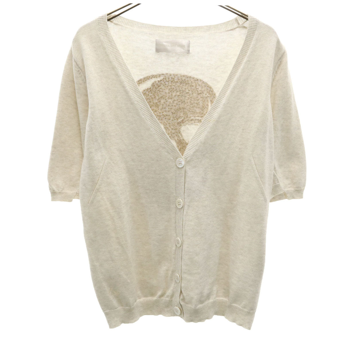 ZADIG&VOLTAIRE DELUXE ザディグエヴォルテールデラックス バック スカル 5分袖 ニットカーディガン TS ベージュ系 レディース