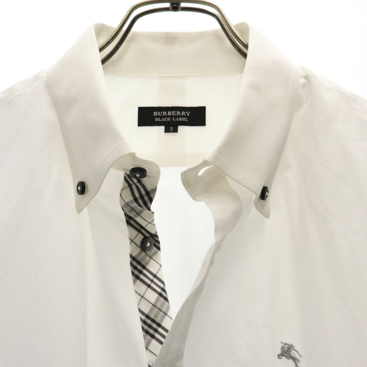 BURBERRY BLACK LABEL バーバリーブラックレーベル 日本製 長袖 ボタンダウンシャツ 3 ホワイト 三陽商会 メンズ