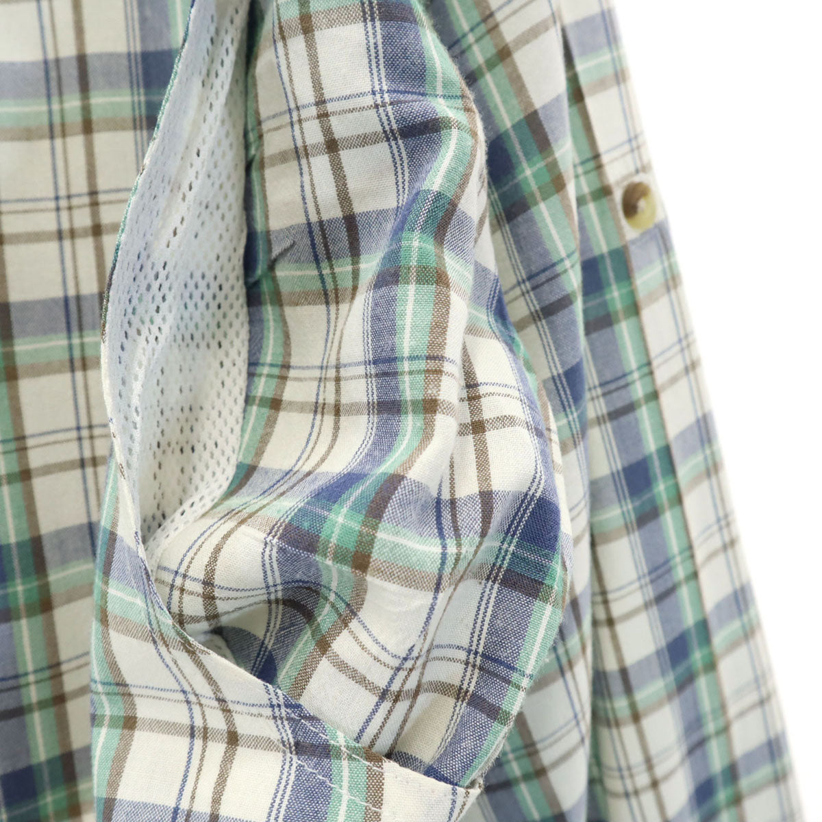 THE NORTH FACE ノースフェイス チェック柄 長袖 ベンチレーション シャツ M アイボリー系 ロールアップ袖 メンズ