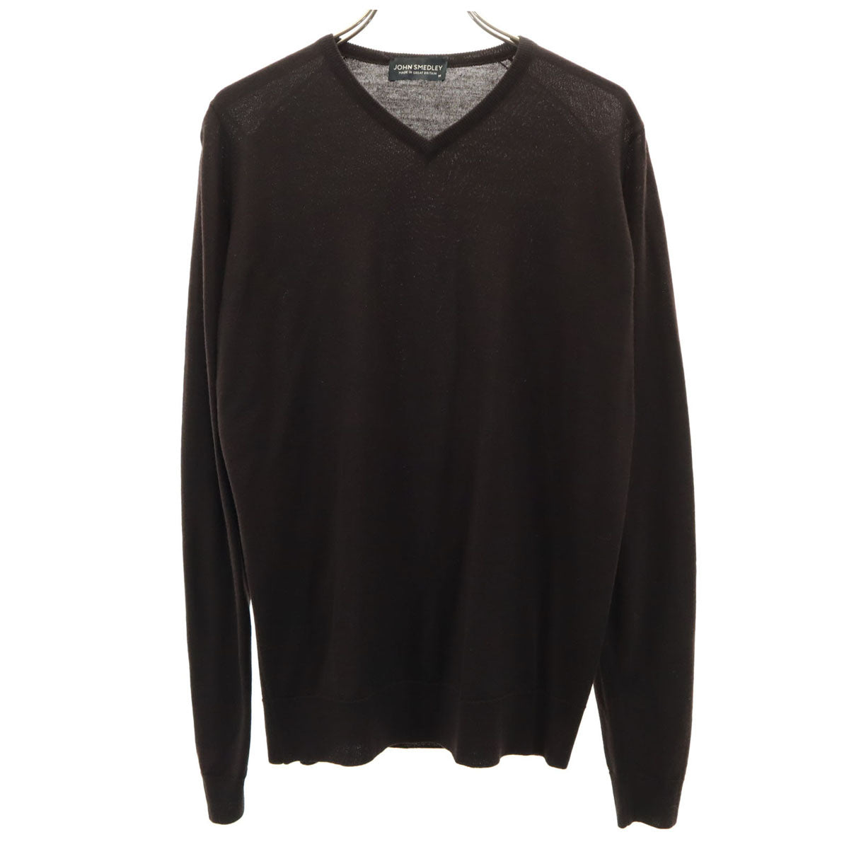 JOHN SMEDLEY ジョンスメドレー イギリス製 長袖 Vネック ニット M ダークブラウン セーター メンズ