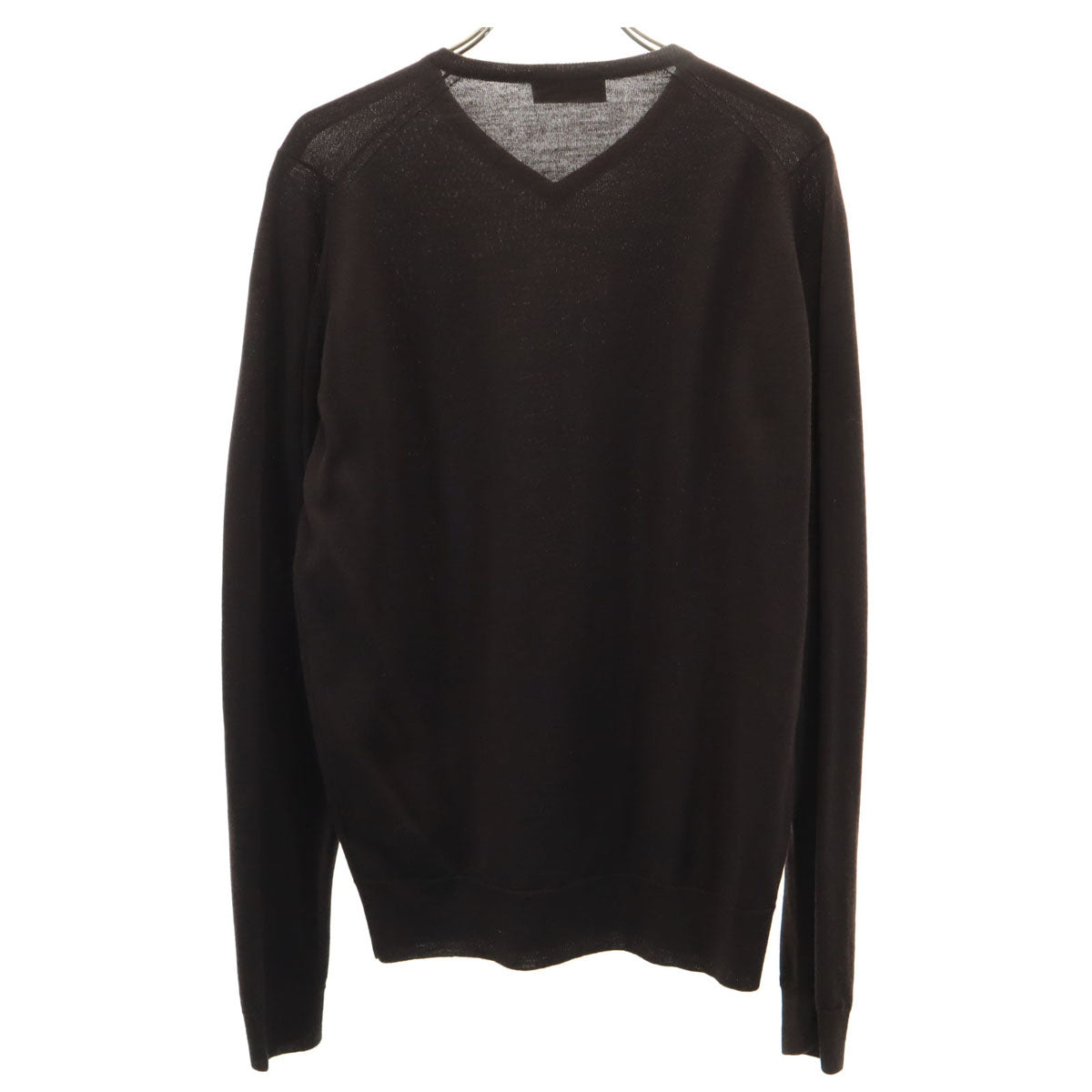 JOHN SMEDLEY ジョンスメドレー イギリス製 長袖 Vネック ニット M ダークブラウン セーター メンズ