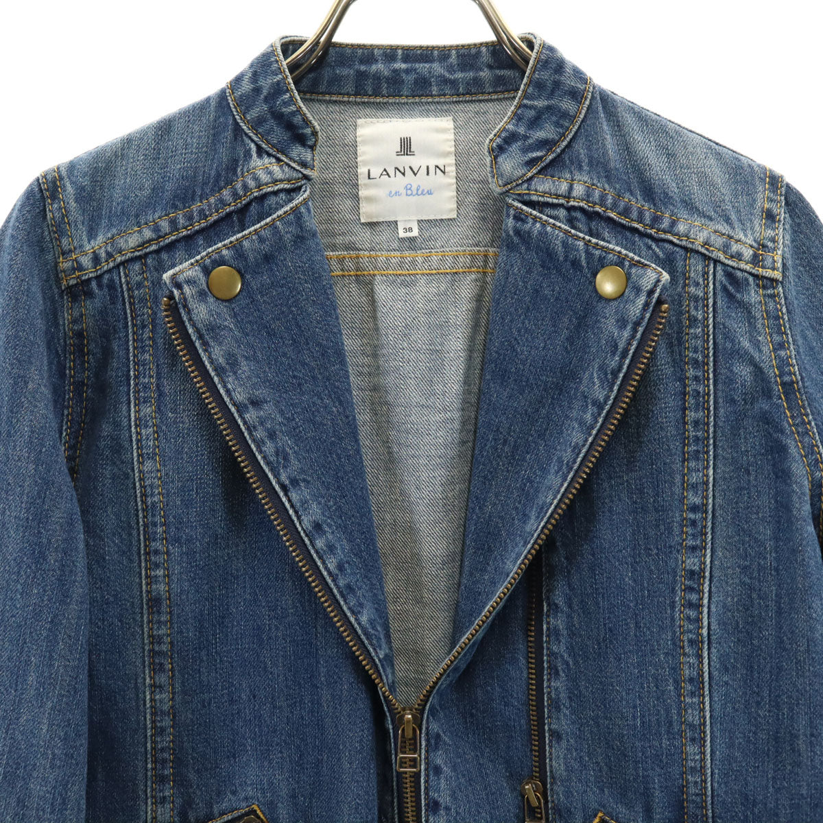 LANVIN en Bleu ランバンオンブルー デニムジャケット 38 ウォッシュブルー ジージャン レディース