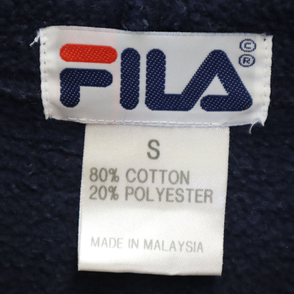 FILA フィラ 90s オールド ロゴ刺繍 長袖 スウェットパーカー S ネイビー メンズ