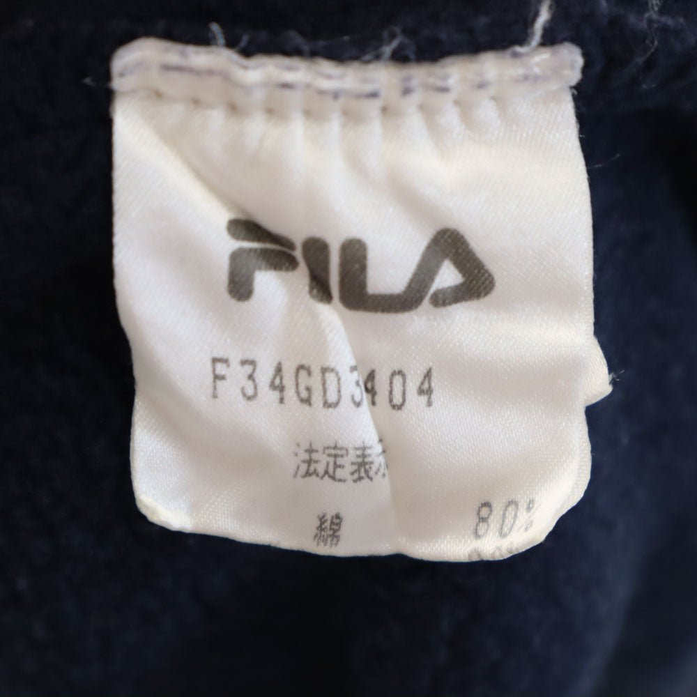 FILA フィラ 90s オールド ロゴ刺繍 長袖 スウェットパーカー S ネイビー メンズ