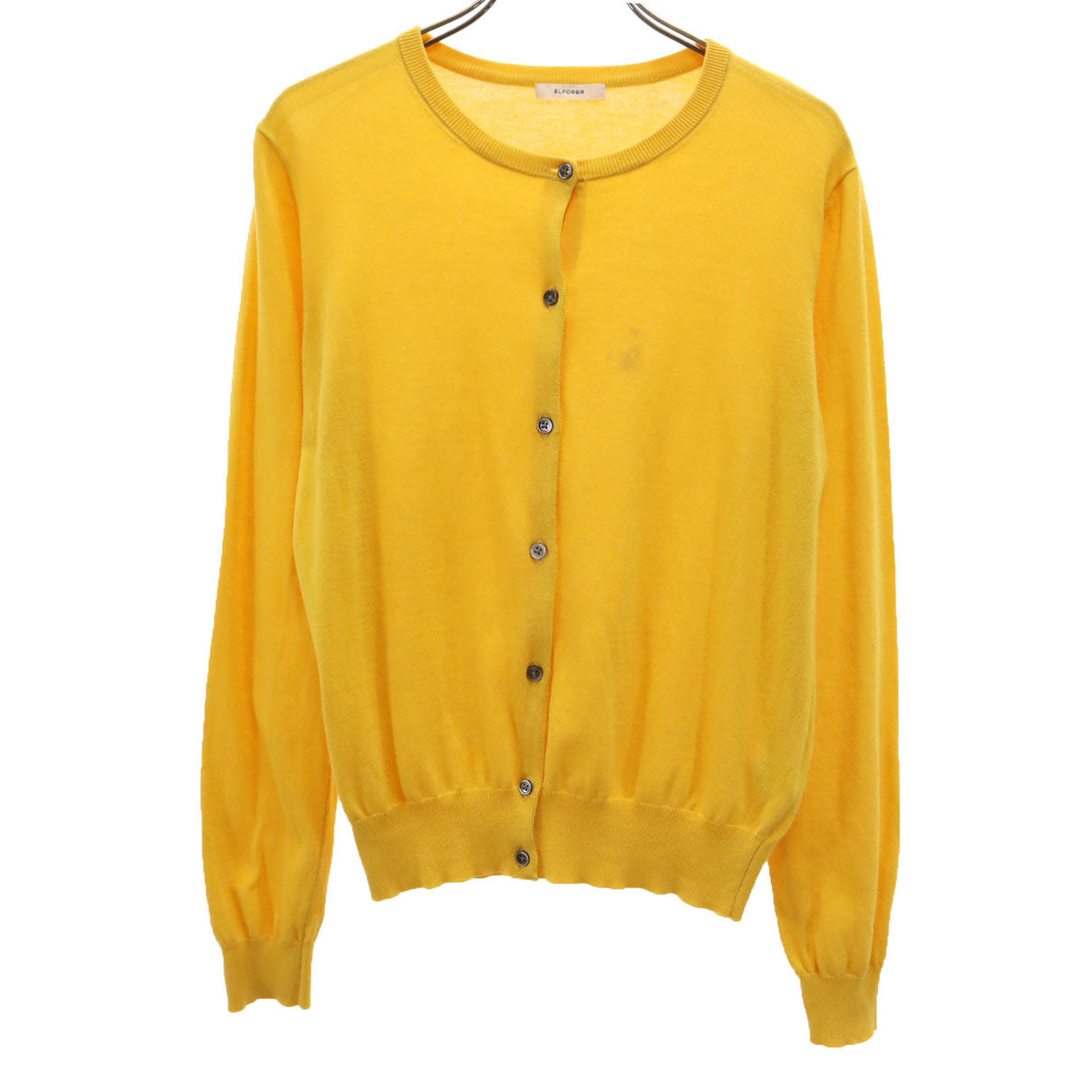 ELFORBR エルフォーブル 長袖 ニットカーディガン M イエロー レディース
