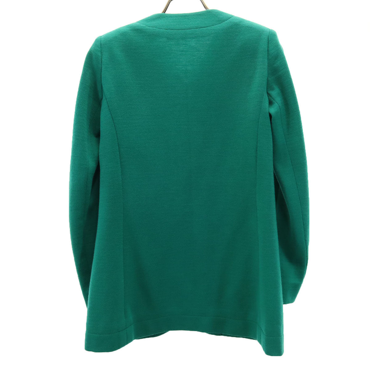 LANVIN BOUTIQUE ランバン ブティック 80s フランス製 ヴィンテージ ノーカラージャケット 38 グリーン レディース