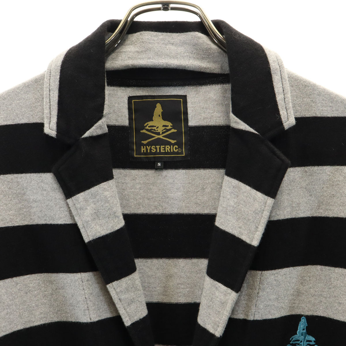 HYSTERIC ヒステリック 日本製 ボーダー柄 アンコン ジャケット S グレー ヒステリックグラマー メンズ