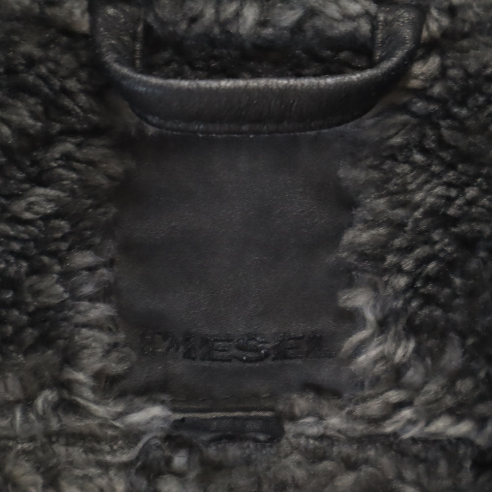 DIESEL ディーゼル イタリア製 フェイク ムートンコート L チャコールグレー レディース