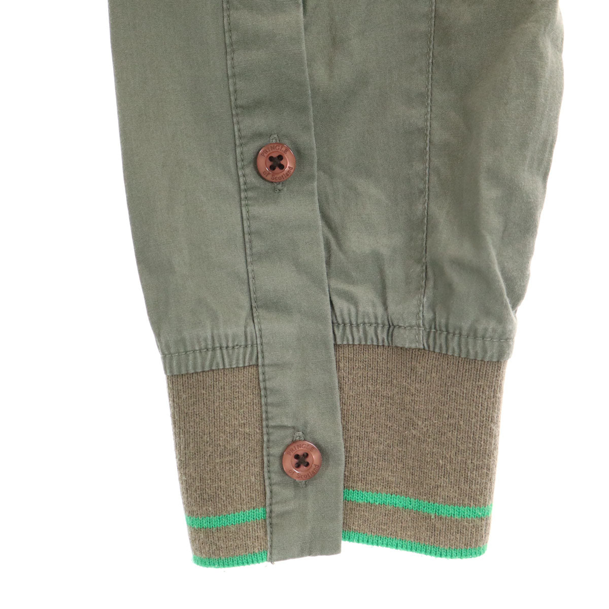 Pringle プリングル 長袖 コットンシャツ 15 1/2 オリーブ系 メンズ