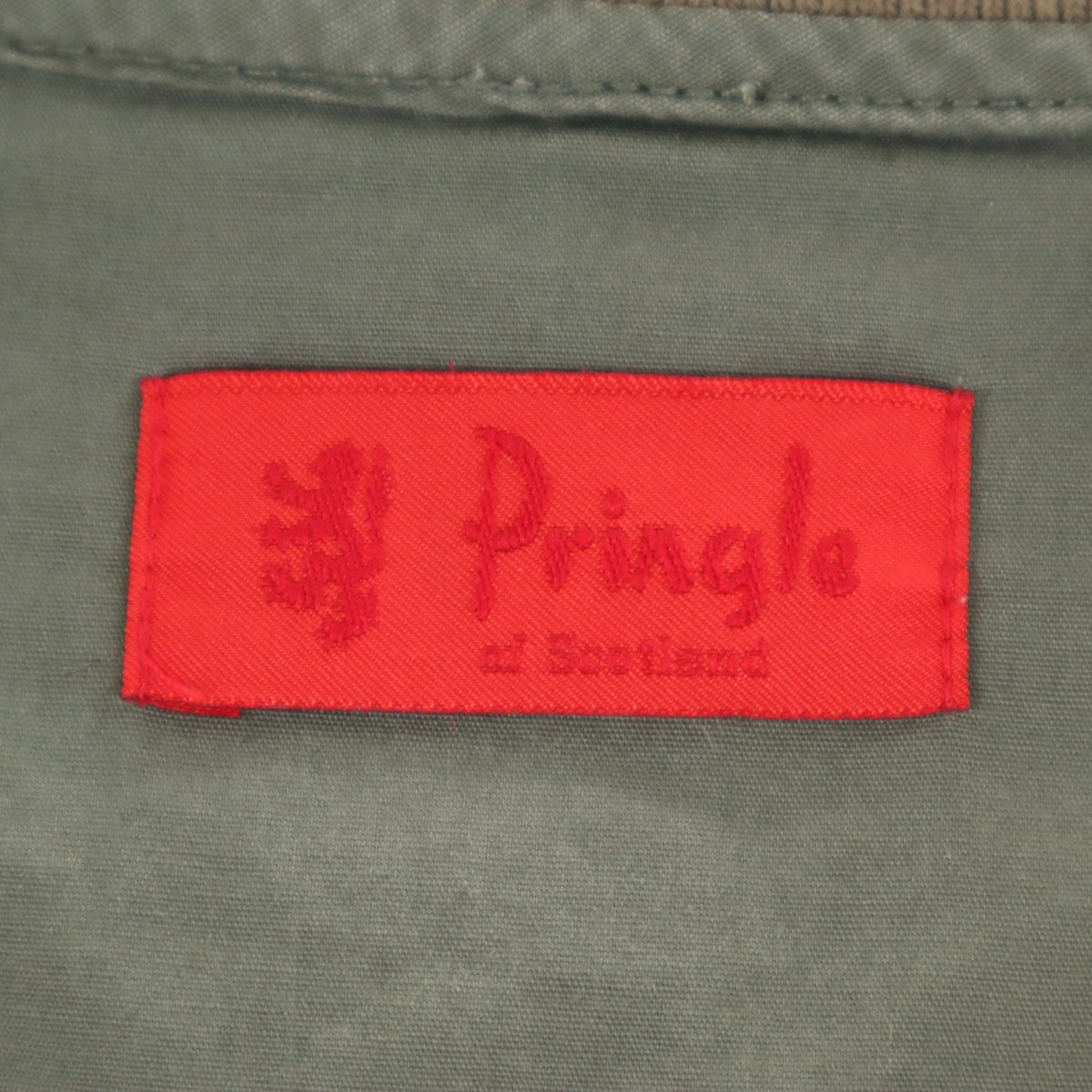 Pringle プリングル 長袖 コットンシャツ 15 1/2 オリーブ系 メンズ