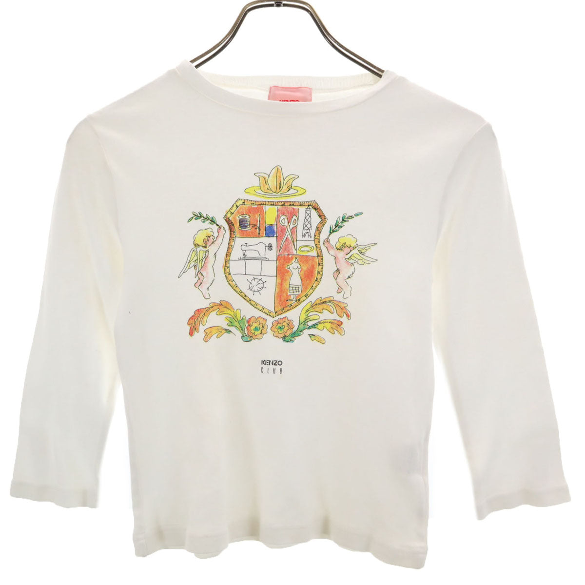 KENZO CLUB ケンゾークラブ 日本製 7分袖 Tシャツ 38 ホワイト レディース