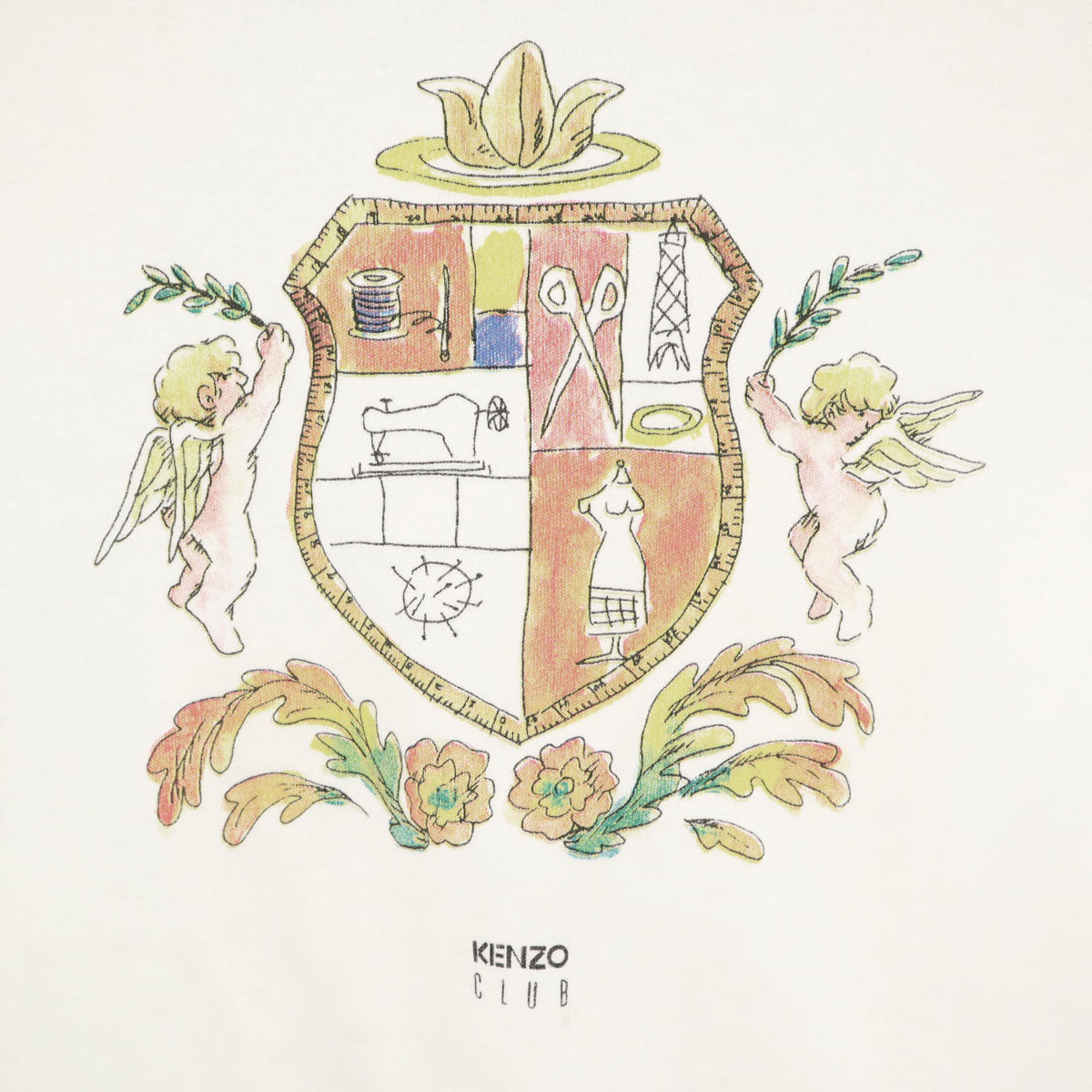 KENZO CLUB ケンゾークラブ 日本製 7分袖 Tシャツ 38 ホワイト レディース