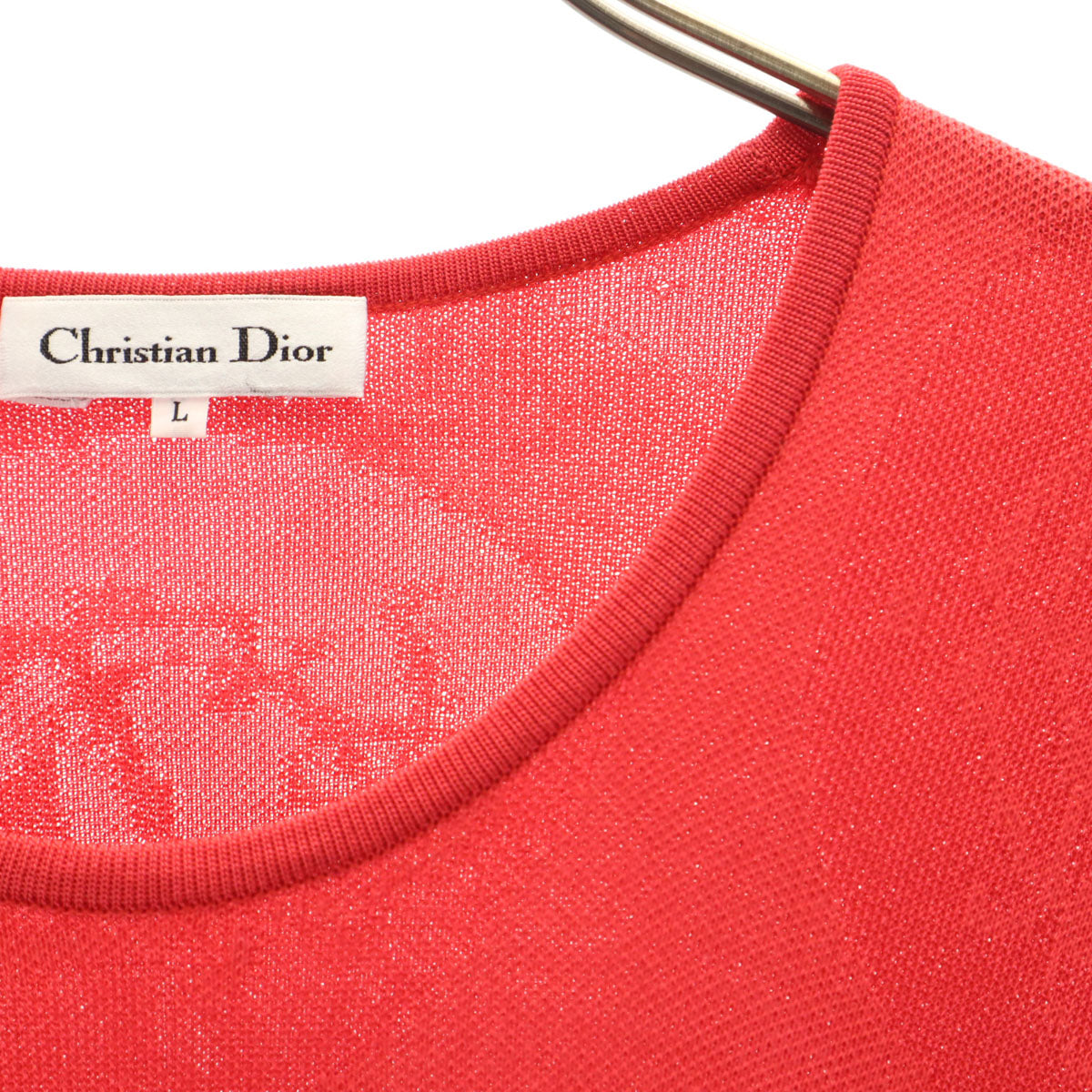Christian Dior クリスチャンディオール 90s オールド 総柄 長袖 ニット L レッド レディース