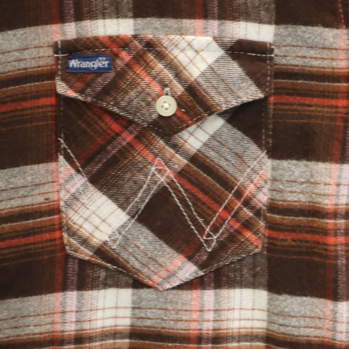 未使用 Wrangler ラングラー チェック柄 長袖 ビエラ ウエスタンシャツ XL ブラウン メンズ