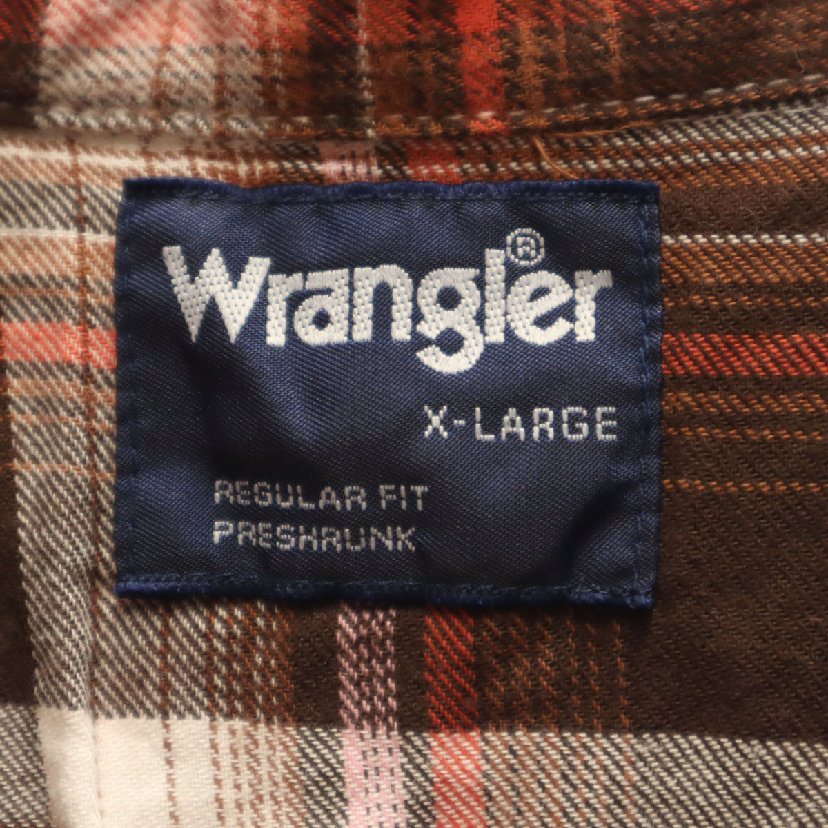 未使用 Wrangler ラングラー チェック柄 長袖 ビエラ ウエスタンシャツ XL ブラウン メンズ