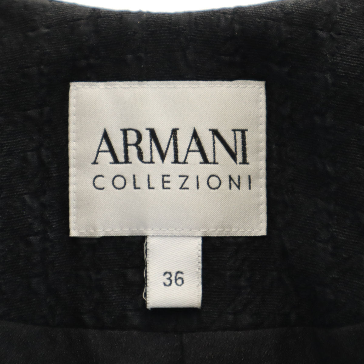 ARMANI COLLEZIONI アルマーニコレッツォーニ 総柄 長袖 ショールカラー ジャケット 36 ブラック系 レディース