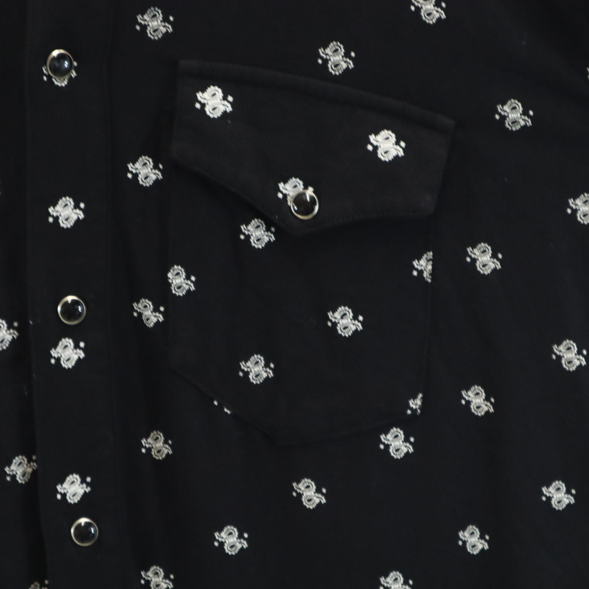 AMIRI アミリ USA製 総柄 長袖 ウエスタンシャツ L 黒 メンズ