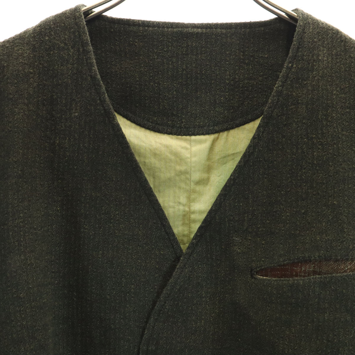 SOLID ELEGANT ソリッドエレガント フレンチワーク ノーカラージャケット グリーン系 メンズ