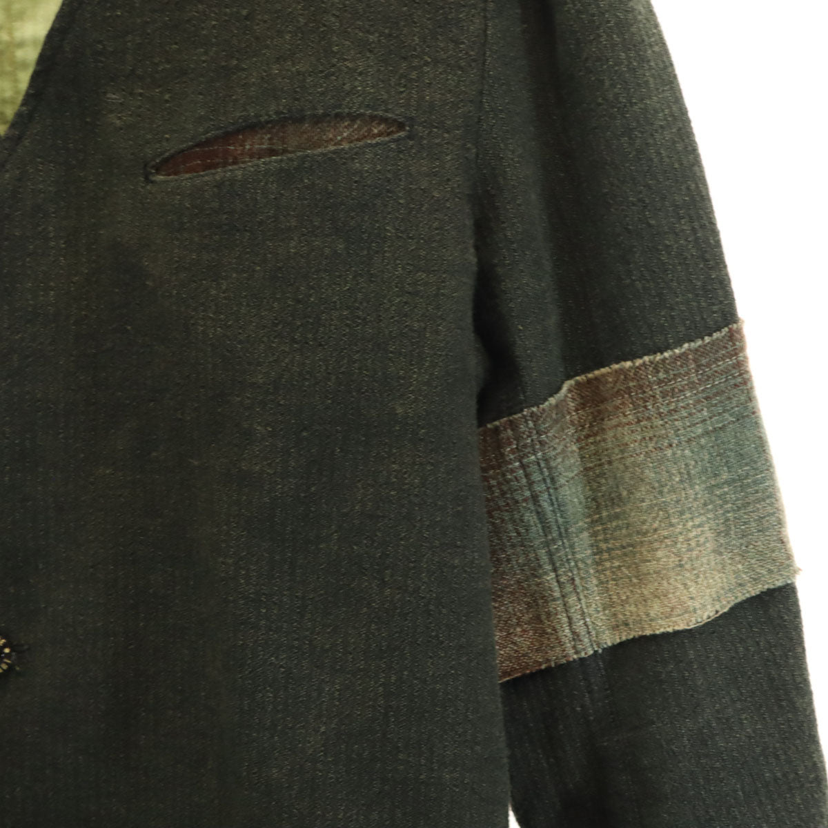 SOLID ELEGANT ソリッドエレガント フレンチワーク ノーカラージャケット グリーン系 メンズ