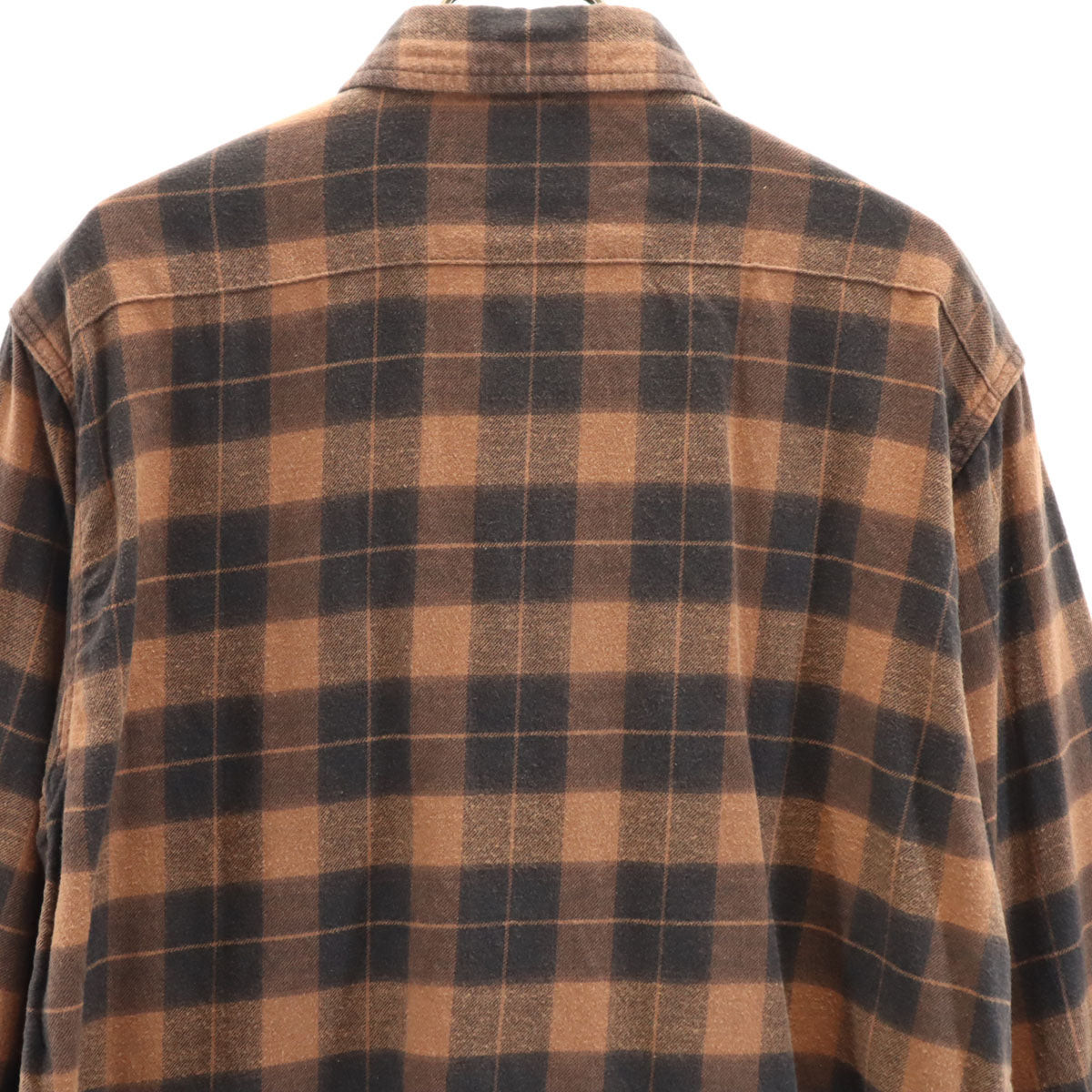 PHENOMENON フェノメノン 日本製 チェック柄 長袖 コットンシャツ L オレンジ系 メンズ