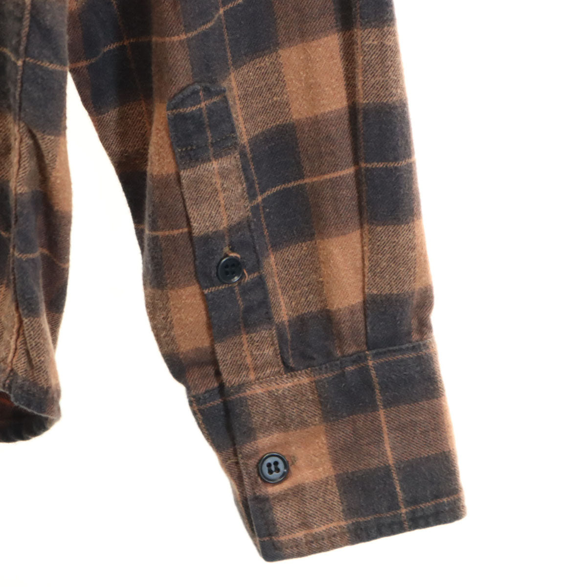 PHENOMENON フェノメノン 日本製 チェック柄 長袖 コットンシャツ L オレンジ系 メンズ