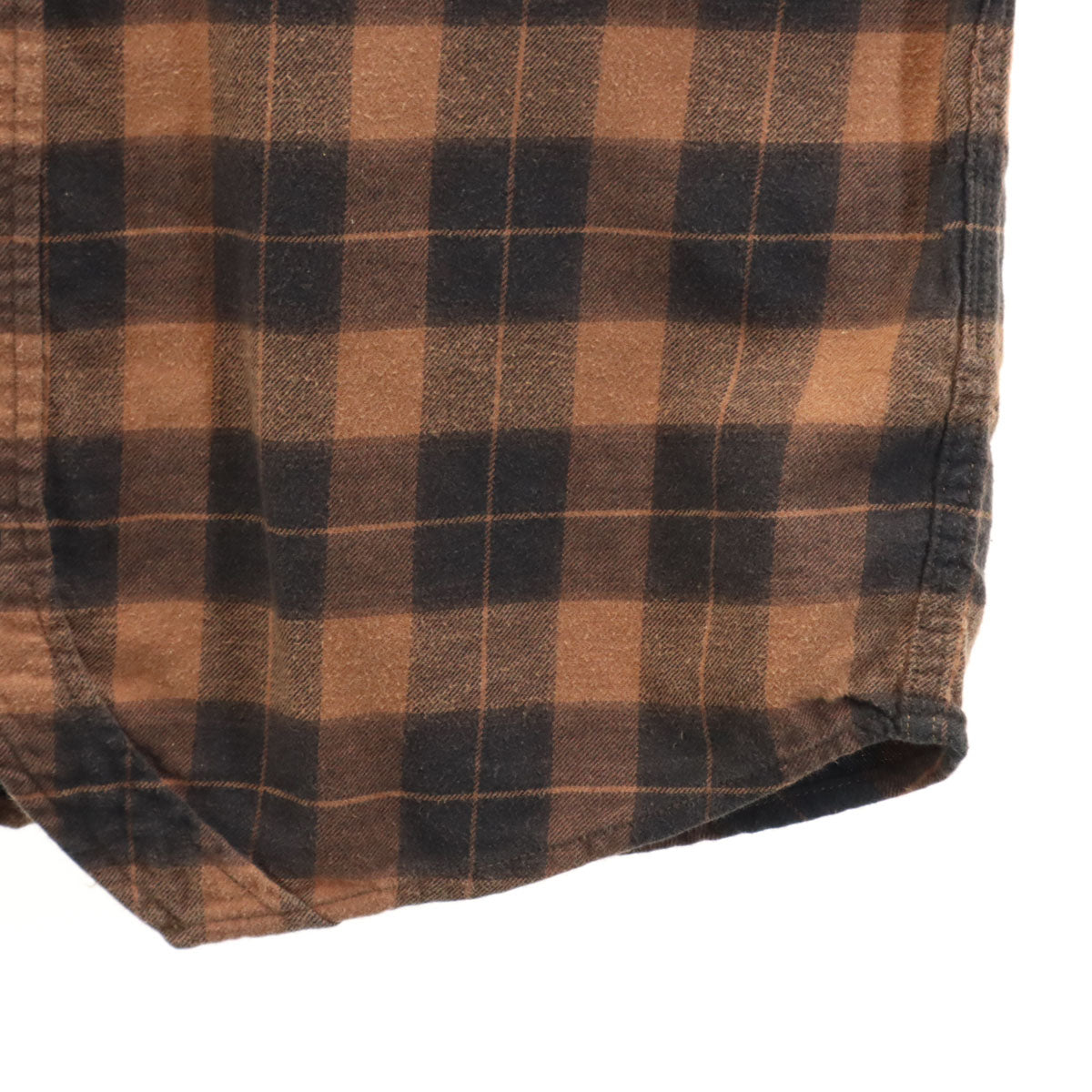 PHENOMENON フェノメノン 日本製 チェック柄 長袖 コットンシャツ L オレンジ系 メンズ