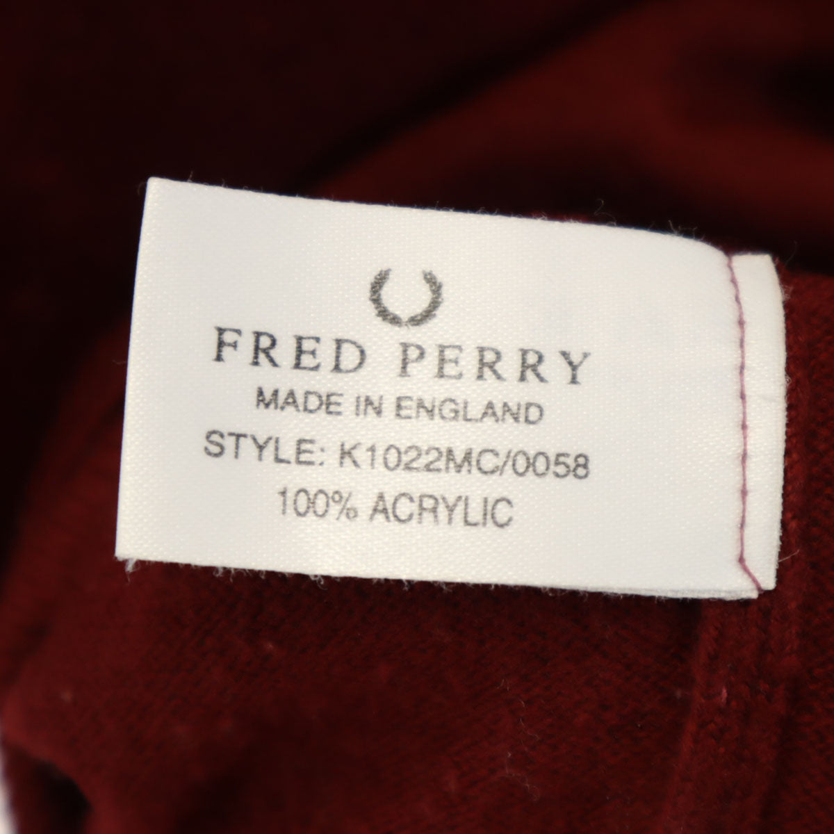 FRED PERRY フレッドペリー イングランド製 長袖 Vネック ニット 36 レッド系 メンズ