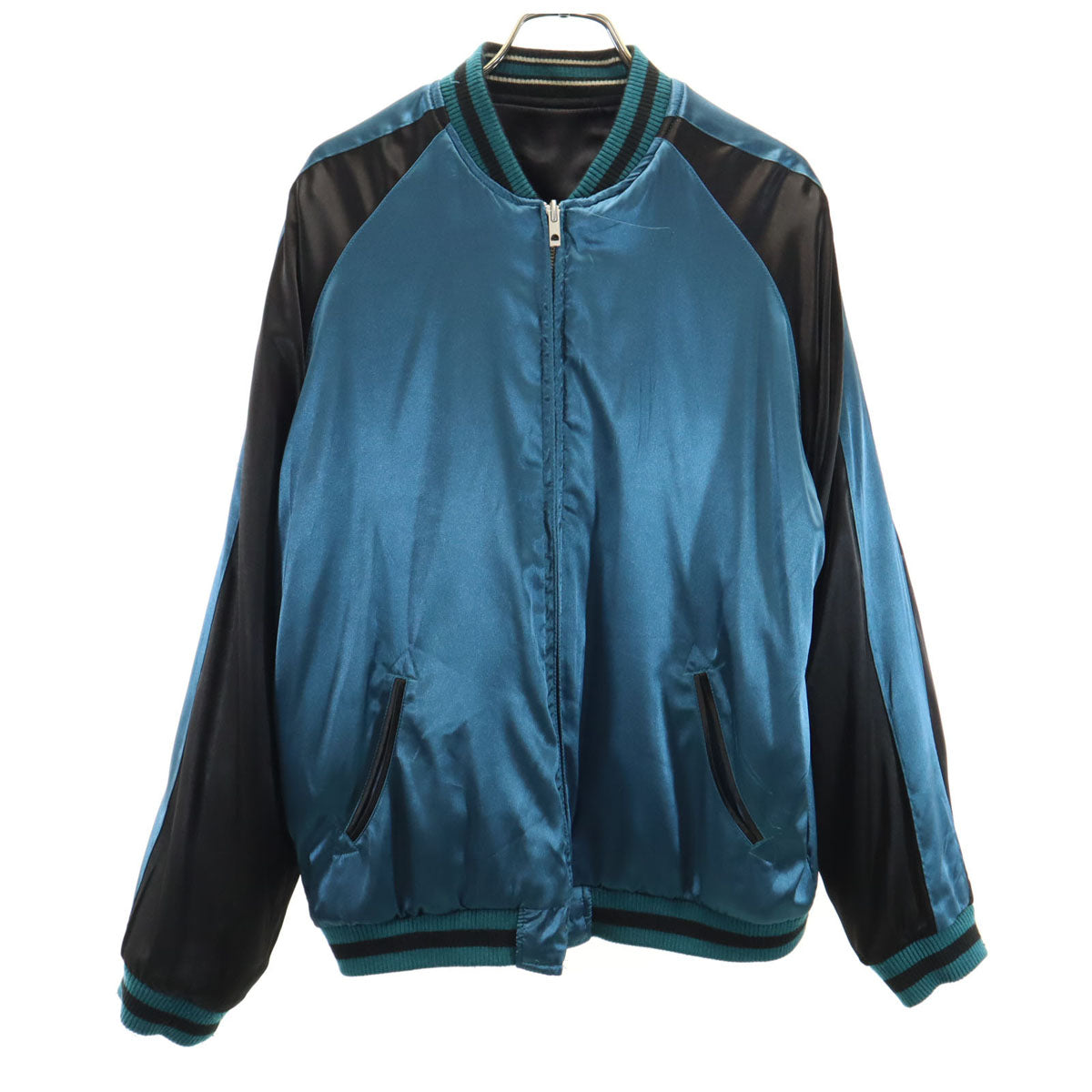 花旅楽団 ハナタビガクダン バック カエル刺繍 スカジャン L ブラック系 和柄 メンズ