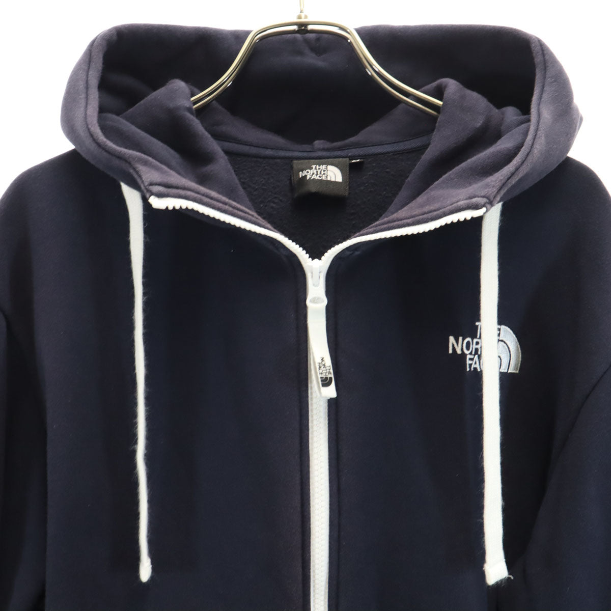 THE NORTH FACE ザノースフェイス フードビッグロゴ 長袖 ジップパーカー M ネイビー アウトドア NT62130 裏起毛 メンズ