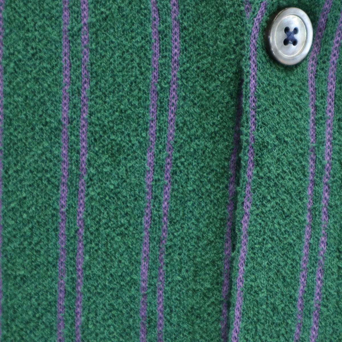 GALLIA ガッリア イタリア製 ストライプ柄 長袖 パイル地 カーディガン 54 グリーン ビッグサイズ メンズ