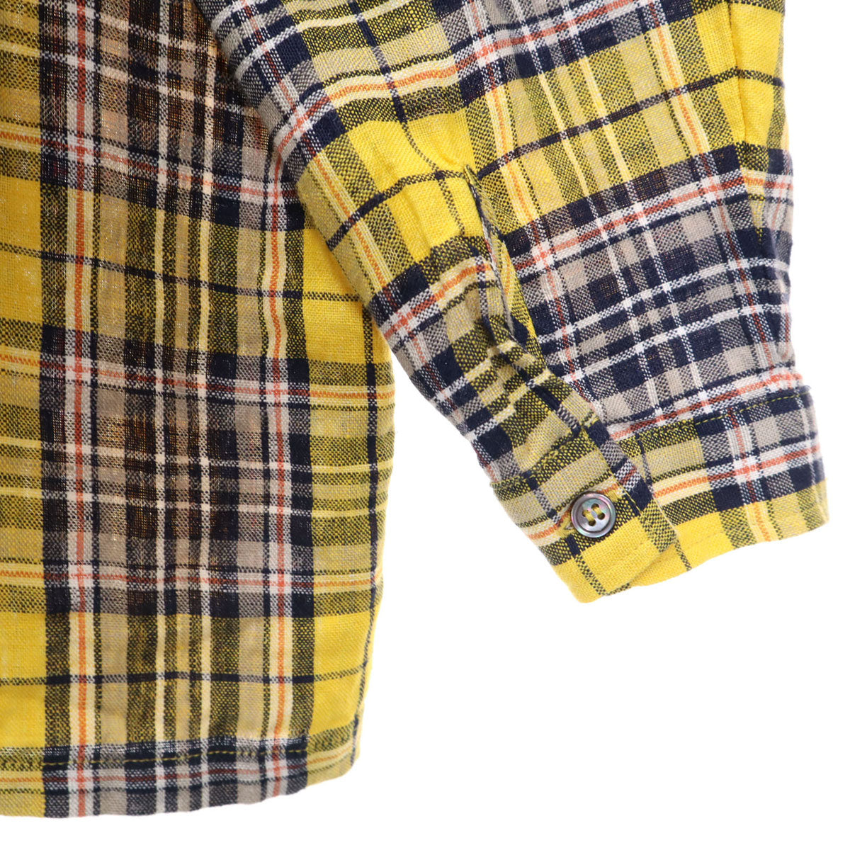 ICHI Antiquite's イチアンティークス 日本製 タータンチェック柄 長袖 リネンシャツ 上下 セットアップ イエロー レディース