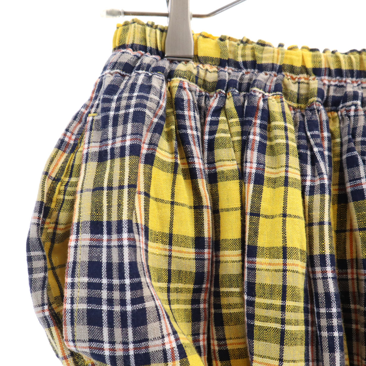 ICHI Antiquite's イチアンティークス 日本製 タータンチェック柄 長袖 リネンシャツ 上下 セットアップ イエロー レディース
