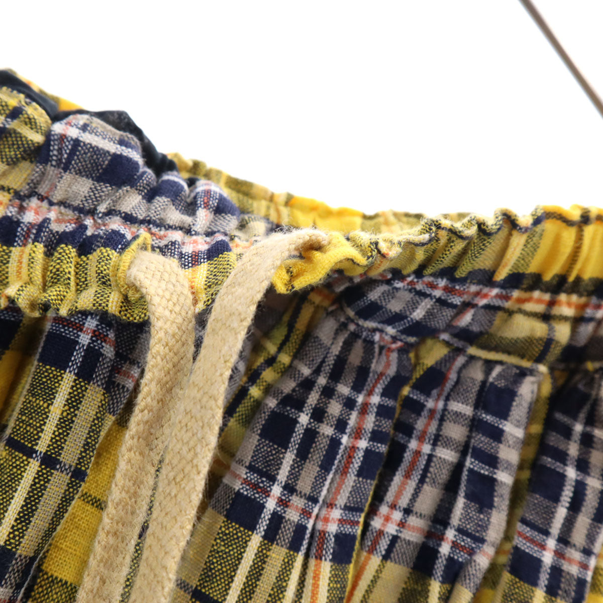 ICHI Antiquite's イチアンティークス 日本製 タータンチェック柄 長袖 リネンシャツ 上下 セットアップ イエロー レディース