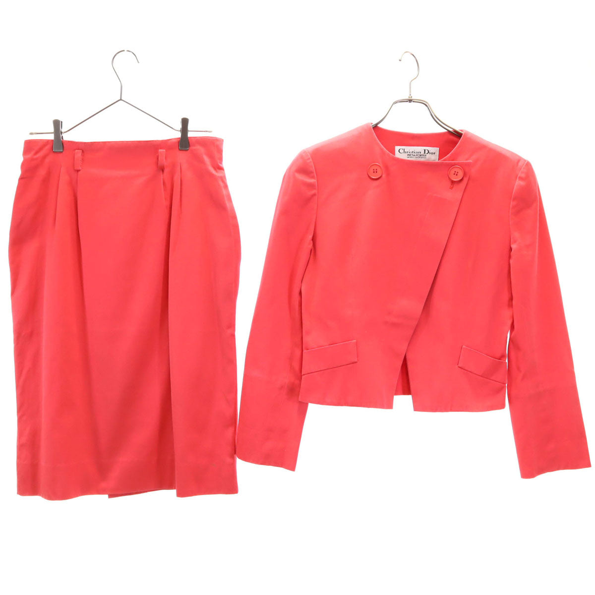 Christian Dior PRET-A-PORTER クリスチャンディオール プレタポルテ 90s オールド カジュアル スカートスーツ 上下 セットアップ 9 レッド レディース