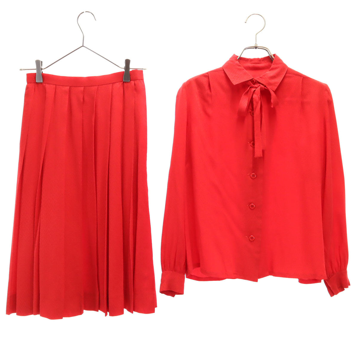 Christian Dior PRET-A-PORTER クリスチャンディオール プレタポルテ 90s オールド 総柄 長袖 シャツ 上下 セットアップ 7 レッド レディース